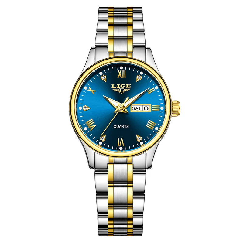 Women's Black Stainless Steel Diamond Dial Quartz Watch