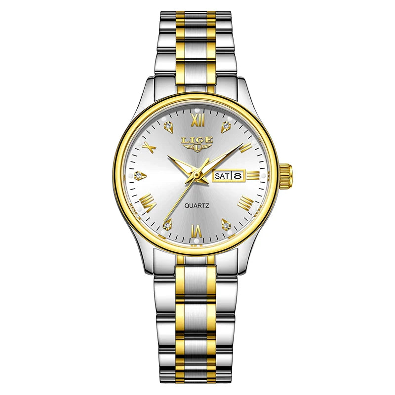 Women's Black Stainless Steel Diamond Dial Quartz Watch